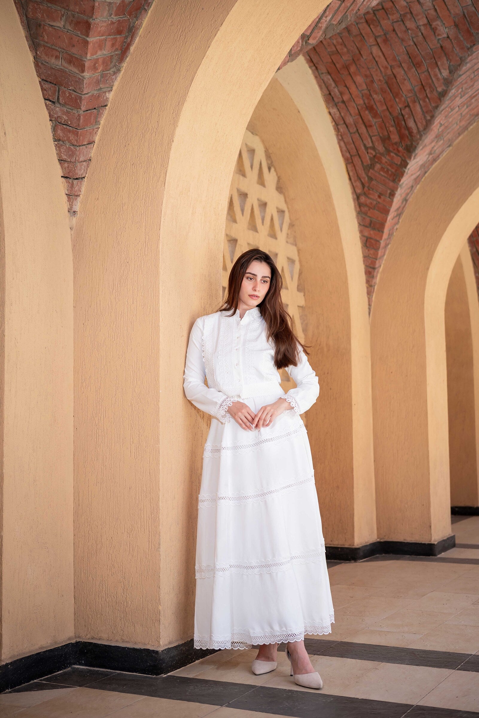 The Blossom Set — White Lace Modest Co-ord