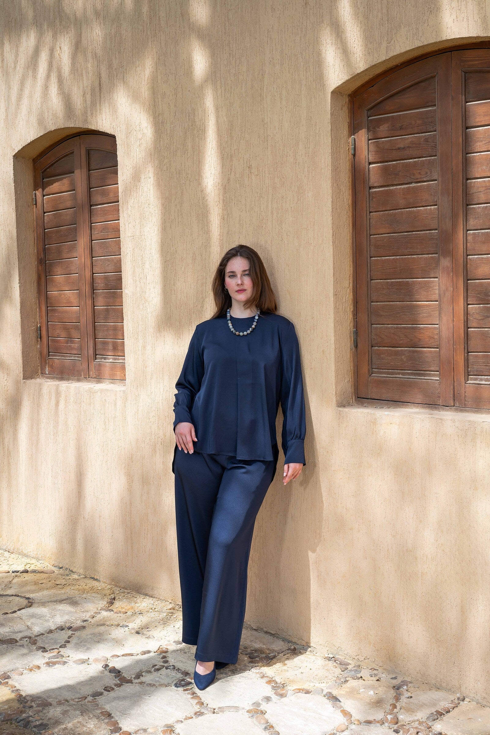 The Dusk Set — Modest Satin Wide-Leg Co-ord