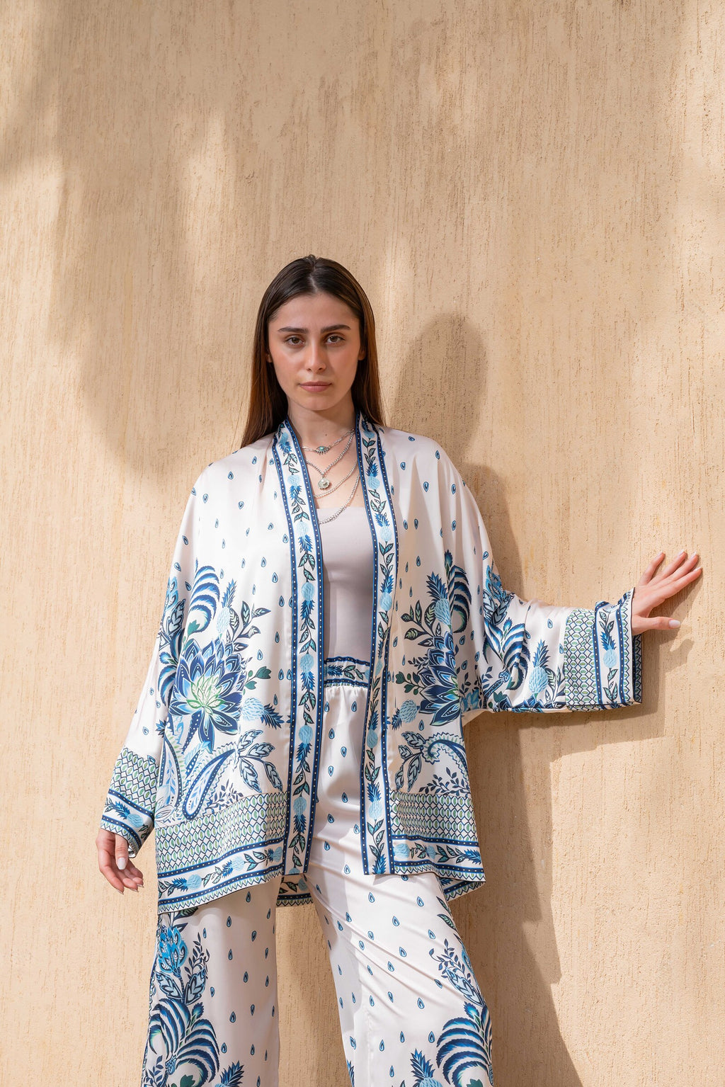 The Lotus Set — Printed Kimono Co-ord
