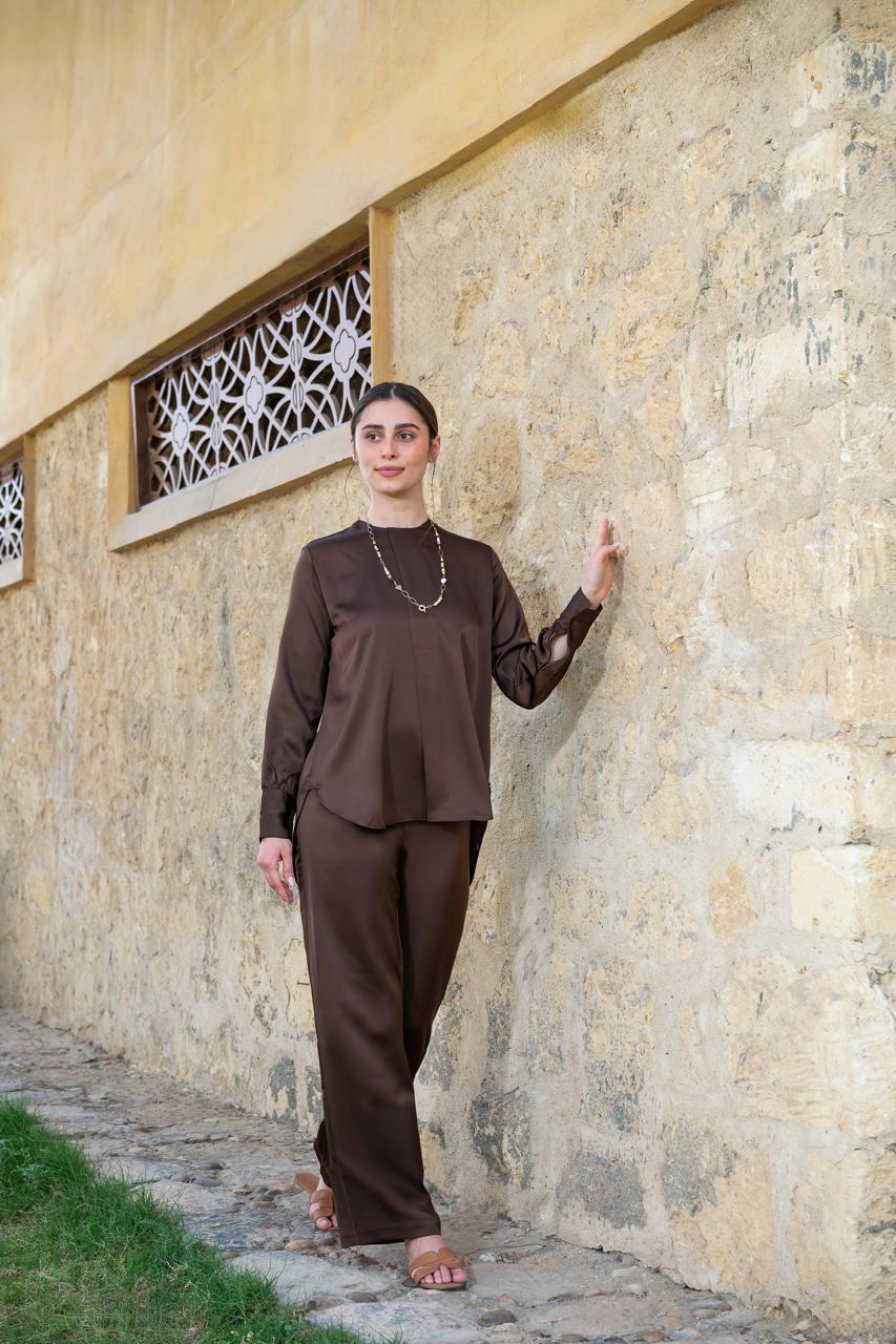 The Dusk Set — Modest Satin Wide-Leg Co-ord
