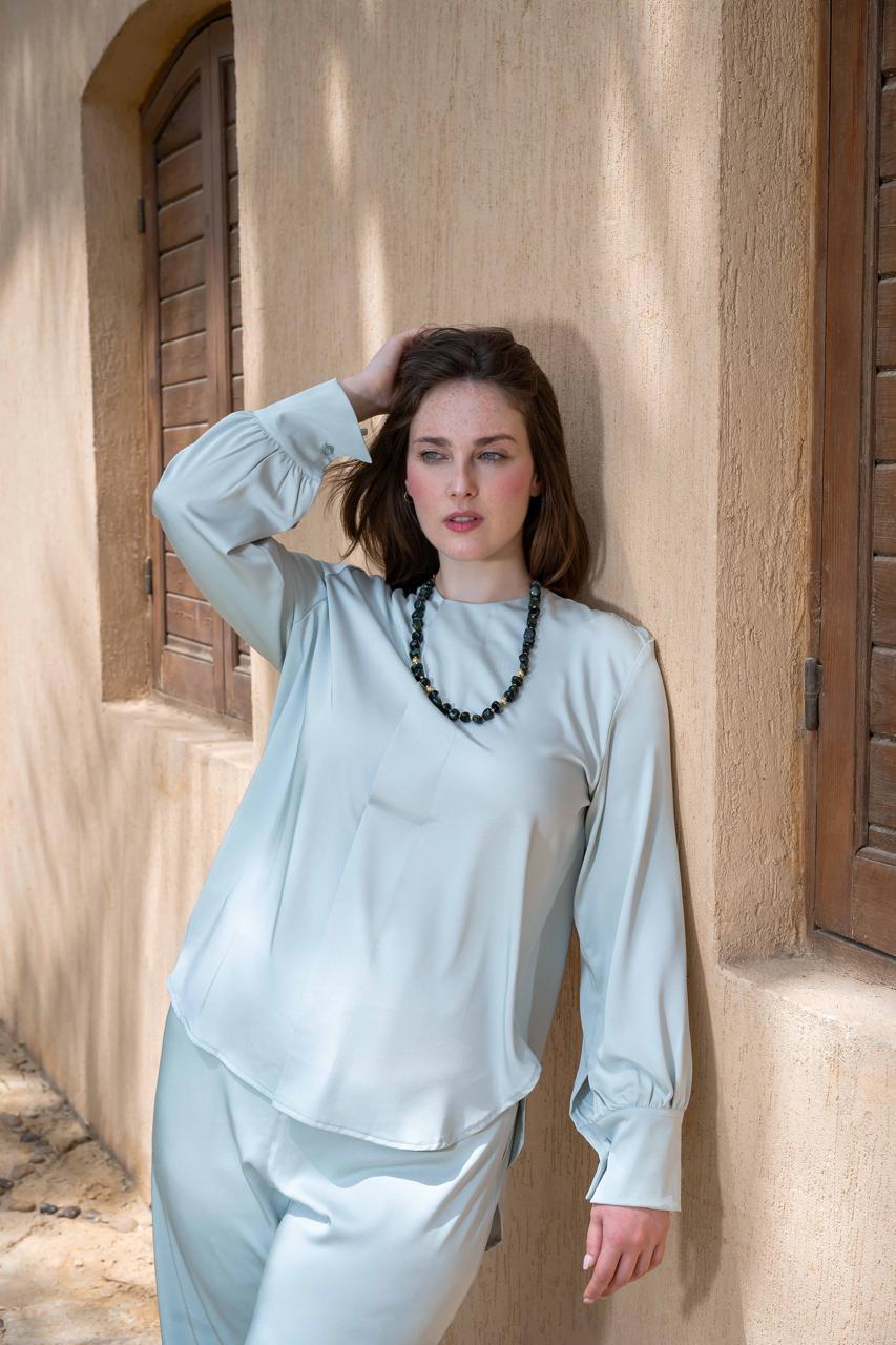The Dusk Set — Modest Satin Wide-Leg Co-ord